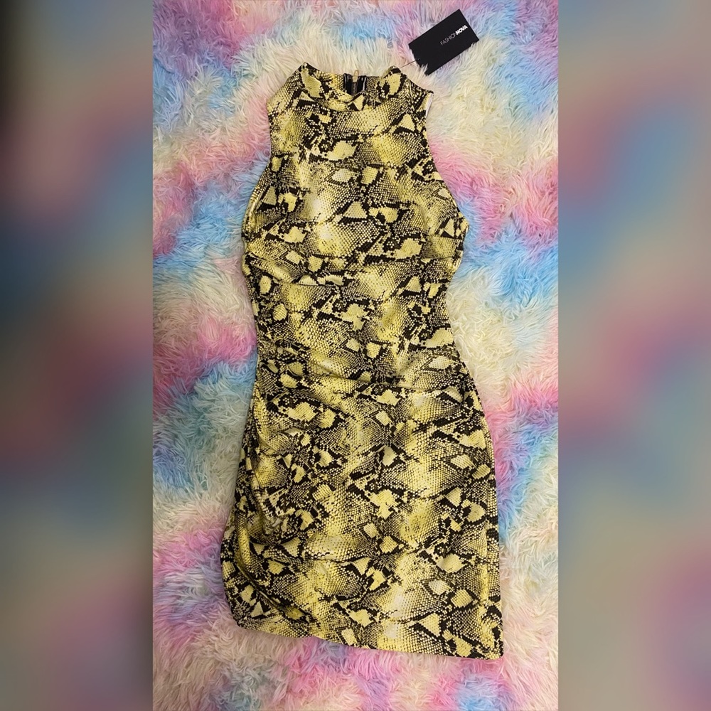 Snakey ruched mini dress
